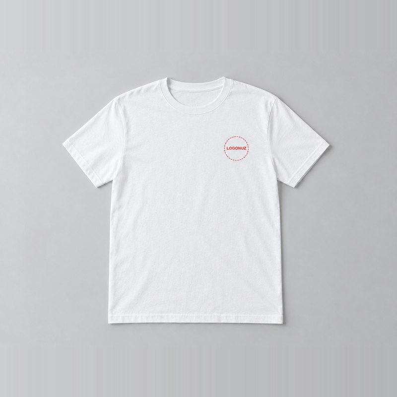 Bisiklet yaka tişört — logo baskı yeri